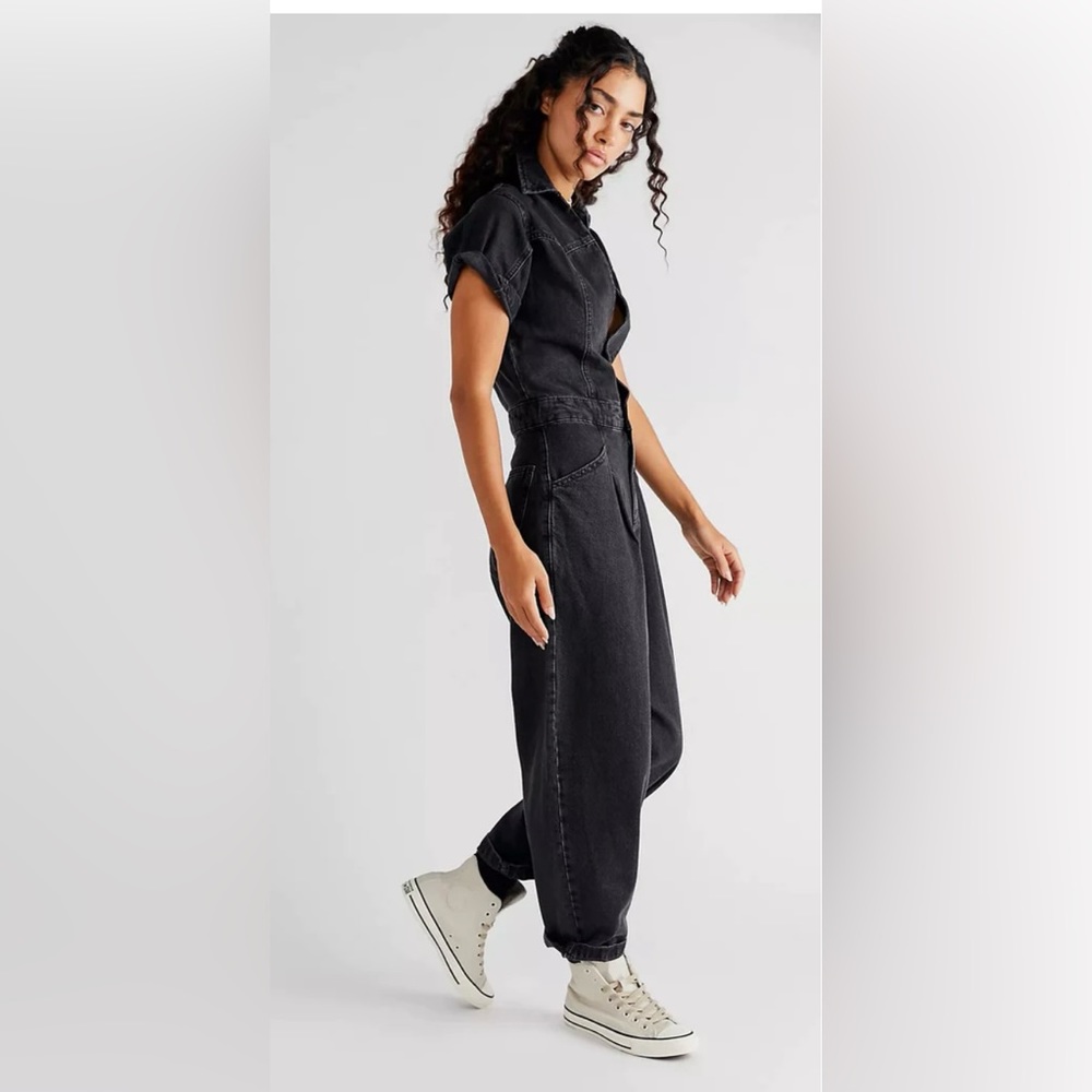 Free People Marla Denim Utility Jumpsuit
